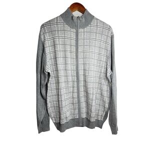 TASSO ELBA MENS SWEATER Size XL GRAY‎ FULL ZIP CARDIGAN